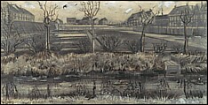 Nursery on Schenkweg, Vincent van Gogh Dutch, Black chalk, graphite, pen, brush, and ink, heightened with white body color on laid paper watermarked ED & CIE (in a cartouche)