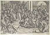 Solomon and the Queen of Sheba, Anonymous, French, School of Fontainebleau, 16th century French, Engraving