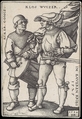 Standard Bearer and Drummer, Sebald Beham German, Engraving