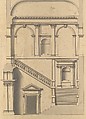 Architectural Design in Section, Workshop of Leonardo Marini (Italian, Piedmontese documented ca. 1730–after 1797), Pen and black ink, brush with gray-black wash, with ruled and compass construction