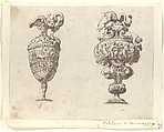 Two Designs for Ewers, After Polidoro da Caravaggio (Italian, Caravaggio ca. 1499–ca. 1543 Messina), Pen and black ink, brush and grayish-brown wash, over leadpoint or graphite