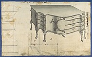 French Commode Table, from Chippendale Drawings, Vol. II, Thomas Chippendale (British, baptised Otley, West Yorkshire 1718–1779 London), Black ink, gray wash