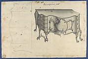 French Commode Table, from Chippendale Drawings, Vol. II, Thomas Chippendale (British, baptised Otley, West Yorkshire 1718–1779 London), Black ink, gray wash