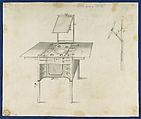 Shaving Table, from Chippendale Drawings, Vol. II, Thomas Chippendale (British, baptised Otley, West Yorkshire 1718–1779 London), Black ink, gray wash