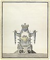 Catafalque for the Empress Catherine the Great of Russia (Front Elevation)., Vincenzo Brenna Italian, Pen and gray-black ink, brush and watercolor, over traces of graphite of leadpoint