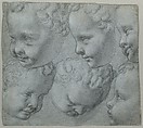 Studies of the Head of an Infant (after a three-dimensional model), Poppi (Francesco Morandini) (Italian, Poppi 1544–1597 Florence), Black chalk on blue paper