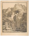 Das Schloss Prediama in Crein XII Stund: von Triest, Karl Friedrich Schinkel  German, Pen lithograph; first state