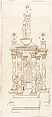 Design for a Double Heart Monument, Anonymous, French, 16th century, Pen and brown ink, black chalk underdrawing