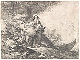 Joseph Adoring the Christ Child near a Smoking Altar, from the Flight into Egypt, Giovanni Domenico Tiepolo Italian, Etching