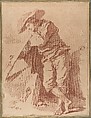 A Fisherman Leaning on an Oar, Jean Honoré Fragonard (French, Grasse 1732–1806 Paris), Red chalk