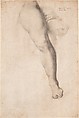 Study of a Left Leg and Drapery, Bronzino (Agnolo di Cosimo di Mariano) Italian, Black chalk