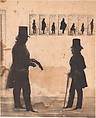 Two Men, One Cutting a Silhouette, Anonymous, American, 19th century  American, Cut paper and ink wash