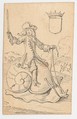 Shield King: A Man Astride a Snail, Johannes Brandenberg (Swiss, Zug 1661–1729 Zug), Pen and black ink