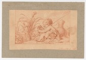 A Fishing Putto, Sophia Blesendorf (German, active late 17th century), Red chalk