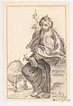 Saint Margaret Ponting to Heaven, with a Globe Next to Her, Maria Clara Eimmart (German, Nuremberg 1676–1706 Nuremberg), Pen and gray ink, brush and gray wash, traces of graphite; framing lines in gold