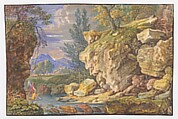 Landscape with Tobias and the Angel, Attributed to Felix Meyer (Swiss, Winterthur 1653–1713 Wyden), Watercolor