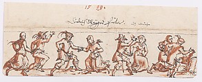 Farmers Dancing, Dietrich Theodor Meyer the Elder (Swiss, Eglisau 1572–1658 Zurich), Pen and black ink, brush and reddish brown wash