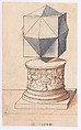 Perspectival Drawing of a Column Base with Geometrical Form, Peter Flötner (German, Thurgau 1485–1546 Nuremberg), Pen and black ink, brush and bluish gray and brown washes