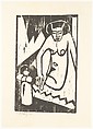Girl with Vase of Flowers (Mädchen mit Blumenvase), Karl Schmidt-Rottluff (German, 1884–1976), Woodcut