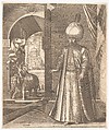 Sultan Süleyman and the Süleymaniye Mosque, Constantinople, 1574 (or earlier), altered in 1688 to represent Ibrahim I, Melchior Lorck  Danish, Engraving
