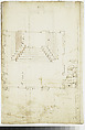 San Lorenzo, Library, plan; reflected ceiling plan; stair, detail (recto) San Lorenzo, Ricetto, plan (verso), Drawn by Anonymous, French, 16th century, Dark brown ink, black chalk, and incised lines