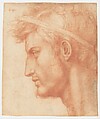 Study for the Head of Julius Caesar, Andrea del Sarto (Andrea d'Agnolo) (Italian, Florence 1486–1530 Florence), Red chalk