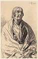 Study of an Old Woman, August Xaver Karl von Pettenkofen  Austrian, Black chalk; traces of a framing line in red chalk along the left edge
