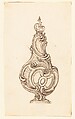 Design for a Flask, Juste Aurèle Meissonnier (French, Turin 1695–1750 Paris), Pen and brown ink, brush and gray wash over graphite underdrawing