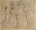 "The Round Dance" or "Rays of Sunlight", Anne-François-Louis Janmot French, Black chalk, graphite, charcoal, wax crayon, brush and wash on cream wove paper
