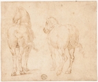 Horses, Parmigianino (Girolamo Francesco Maria Mazzola) (Italian, Parma 1503–1540 Casalmaggiore), Pen and brown ink; framing lines in pen and brown ink on mount