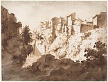 View of Tivoli, Bartholomeus Breenbergh Dutch, Pen and brown ink, brown wash over traces of black chalk.