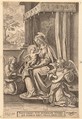 Virgin and Child Enthroned  with Two Musical Angels, Jan (Johannes) Wierix  Netherlandish, Engraving; first state