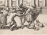 Man Seated Beneath a Statue of Bacchus, Receiving an Audience, Battista Franco (Italian, Venice ca. 1510–1561 Venice), Etching and engraving