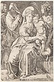 The Holy Family with St. Anne and St. Catherine, Enea Vico Italian, Engraving, state IV