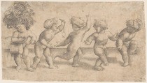 Five Dancing Putti, Amico Aspertini (Italian, Bologna ca. 1474–1552 Bologna), Engraving