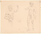 Seated and Standing Male Nudes, after photographs by Eugène Durieu, Eugène Delacroix (French, Charenton-Saint-Maurice 1798–1863 Paris), Graphite