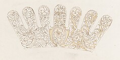 Album of designs for embroidery: bodices, gauntlets, caps, bags, page 32 (recto), Anonymous, Dutch, 17th century, pen and ink; some with wash