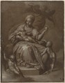 Recto: Virgin and Child, and Saint John the Baptist; Verso: Summary sketches, possibly the Virgin and Child, Attributed to Jacob de Backer (Netherlandish, Antwerp ca. 1540/1545–before 1600 Antwerp), Brown and black oil with white heightening; verso: black chalk