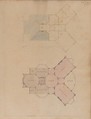 A. J. Davis, Scrapbook III: Hut Cottages, Villas and Dwelling Houses, in Town and Country, Alexander Jackson Davis American, Bound pages mounted with drawings and prints