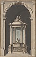 Design for a Pulpit, Louis Gustave Taraval (French, Stockholm 1738–1794 Paris), Pen and black ink, brush and brown, gray, and blue washes, over black chalk