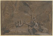 The Flood, Attributed to Jan Cossiers (Flemish, Antwerp 1600–1671 Antwerp), Pen and brown ink, brown and gray wash, heightened with white