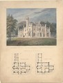 Villa for Robert Donaldson, Fishkill Landing, New York (perspective and plans), Alexander Jackson Davis American, Watercolor