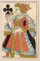 Queen of Clubs, from a Set of Piquet Cards, Claude Fayolle  French, Hand-colored woodcut