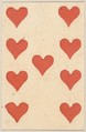 Nine of Hearts, from a Set of Piquet Cards, Claude Fayolle  French, Hand-colored woodcut