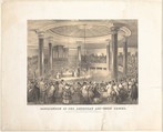 Distribution of the American Art-Union Prizes, at the Tabernacle, Broadway, December 24, 1847, On stone by Francis D'Avignon (American (born France or Russia), Paris or St. Petersburg 1813/14–1867 New Orleans, Luisiana), Lithograph with tint stone
