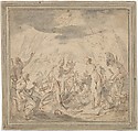 Allegory of the Battle at Selimbar (October 28, 1599), Hans von Aachen (German, Cologne 1552–1616 Prague), Pen and brown ink, brown and and red wash, over a sketch in red chalk
