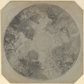 Study for the decoration of the ceiling of the Opéra Comique, Thomas Couture  French, Black chalk on blue paper mounted on cardboard