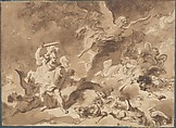 Rinaldo in the Enchanted Forest, Jean Honoré Fragonard French, Brush and brown wash over very light black chalk underdrawing