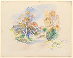 Landscape with a Path between Trees, Auguste Renoir  French, Watercolor with touches of white gouache on wove paper