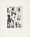 Artist Thinking of a Fighting Woman with Musketeer, Cupid and Small Characters, from 347 Suite, Pablo Picasso  Spanish, Sugar lift and aquatint